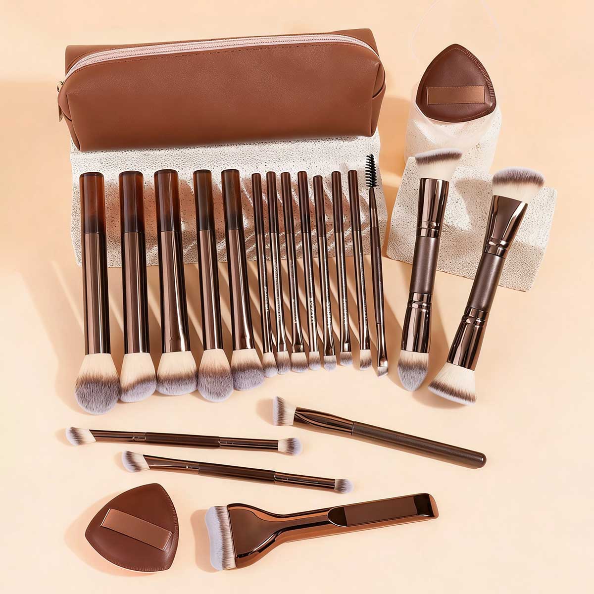 Conjunto Profissional de Pincéis de Maquiagem 6 a 22 Peças, Kit Portátil Multiuso para Viagem